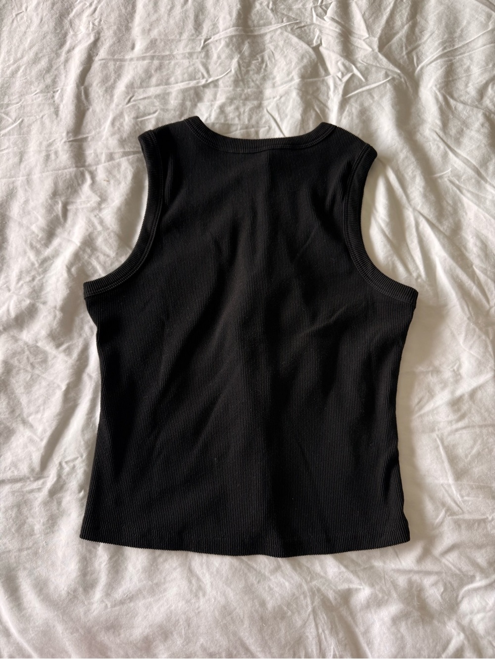 Black Button-Back Rib Tank Top - Women - Picture 2 of 2
